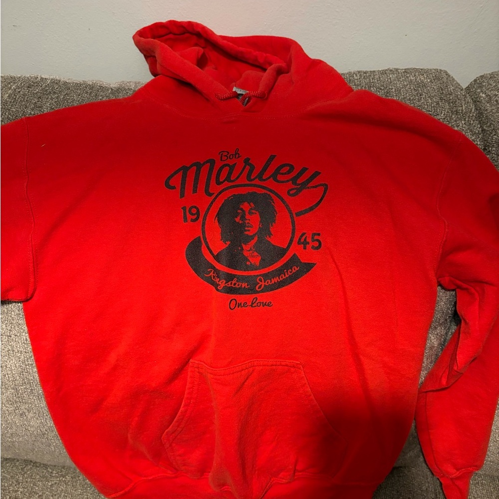 Red Hoodie Sweater Bob Marley